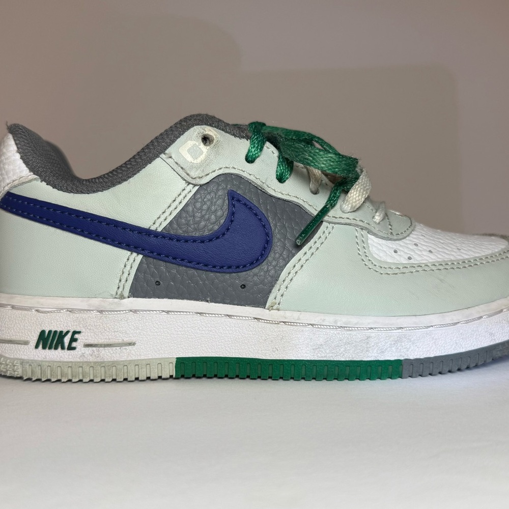Nike Air Force 1s Kids Sneakers - Green, Blue, Gray Size 13C - Picture 4 of 4